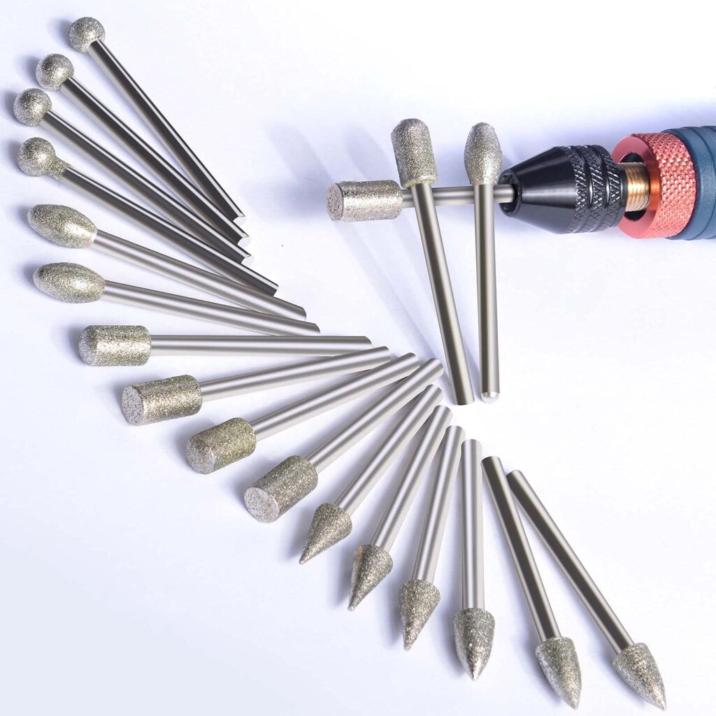 Kit de Brocas de Diamante de Veinte Piezas para Tallar y Pulir Piedra Eficaz y Versátil para Proyectos Creativos y Técnicos