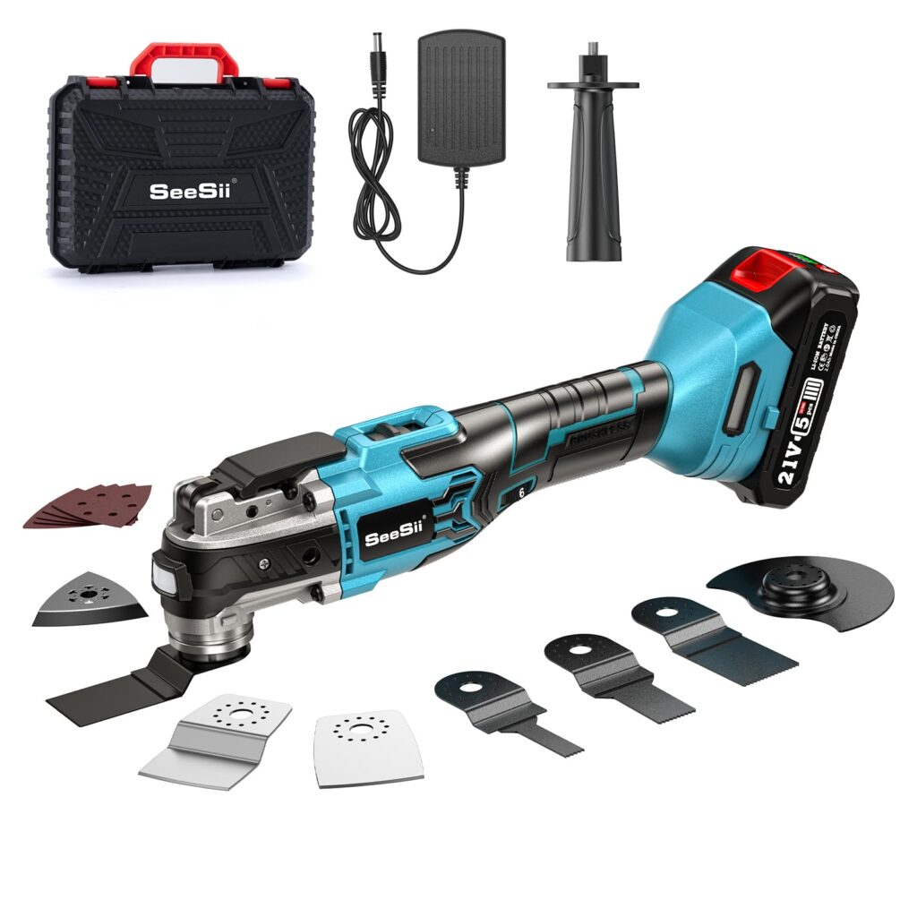 Seesii Multiherramienta Oscilante a Batería de 21 V para Bricolaje Eficiente